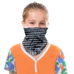 Black And White Abstract Grunge Stripes Face Covering Bandana (kids)