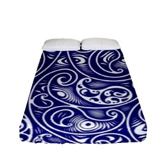 Blue White Paisley Intricate Swirls Fitted Sheet (full/ Double Size)