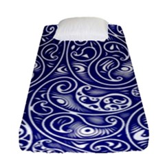 Blue White Paisley Intricate Swirls Fitted Sheet (single Size) by SpinnyChairDesigns