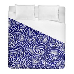 Blue White Paisley Intricate Swirls Duvet Cover (full/ Double Size) by SpinnyChairDesigns