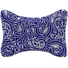 Blue White Paisley Intricate Swirls Seat Head Rest Cushion by SpinnyChairDesigns