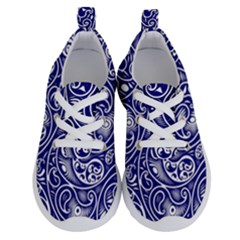 Blue White Paisley Intricate Swirls Running Shoes by SpinnyChairDesigns