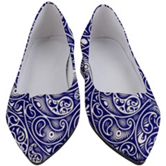 Blue White Paisley Intricate Swirls Women s Block Heels 