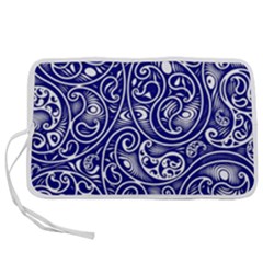 Blue White Paisley Intricate Swirls Pen Storage Case (l)