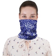 Blue White Paisley Intricate Swirls Face Covering Bandana (adult)