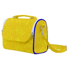 Bright Yellow Gold Paisley Pattern Satchel Shoulder Bag by SpinnyChairDesigns