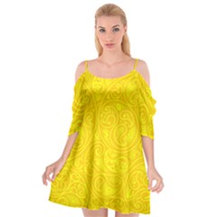 Bright Yellow Gold Paisley Pattern Cutout Spaghetti Strap Chiffon Dress by SpinnyChairDesigns