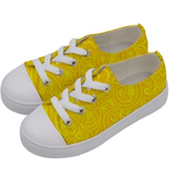 Bright Yellow Gold Paisley Pattern Kids  Low Top Canvas Sneakers by SpinnyChairDesigns