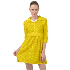 Bright Yellow Gold Paisley Pattern Mini Skater Shirt Dress by SpinnyChairDesigns