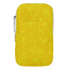 Bright Yellow Gold Paisley Pattern Waist Pouch (large) by SpinnyChairDesigns