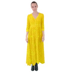 Bright Yellow Gold Paisley Pattern Button Up Maxi Dress by SpinnyChairDesigns