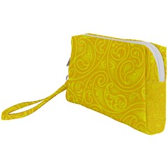 Bright Yellow Gold Paisley Pattern Wristlet Pouch Bag (small) by SpinnyChairDesigns