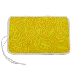 Bright Yellow Gold Paisley Pattern Pen Storage Case (l)