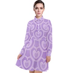 Purple Hearts Pattern Long Sleeve Chiffon Shirt Dress by SpinnyChairDesigns