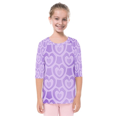 Purple Hearts Pattern Kids  Quarter Sleeve Raglan Tee by SpinnyChairDesigns