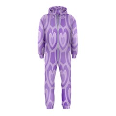 Purple Hearts Pattern Hooded Jumpsuit (kids) by SpinnyChairDesigns