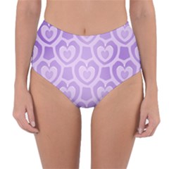 Purple Hearts Pattern Reversible High-waist Bikini Bottoms by SpinnyChairDesigns