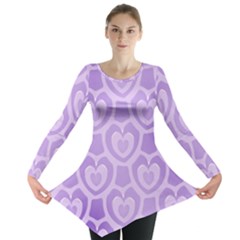 Purple Hearts Pattern Long Sleeve Tunic  by SpinnyChairDesigns