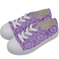 Purple Hearts Pattern Kids  Low Top Canvas Sneakers by SpinnyChairDesigns