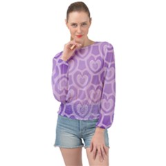 Purple Hearts Pattern Banded Bottom Chiffon Top by SpinnyChairDesigns