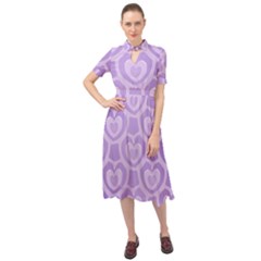 Purple Hearts Pattern Keyhole Neckline Chiffon Dress by SpinnyChairDesigns