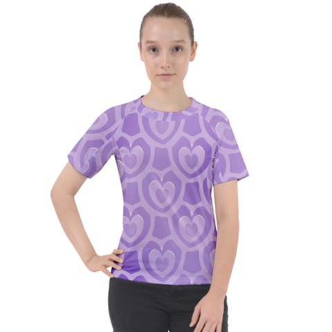 Purple Hearts Pattern Women s Sport Raglan Tee by SpinnyChairDesigns