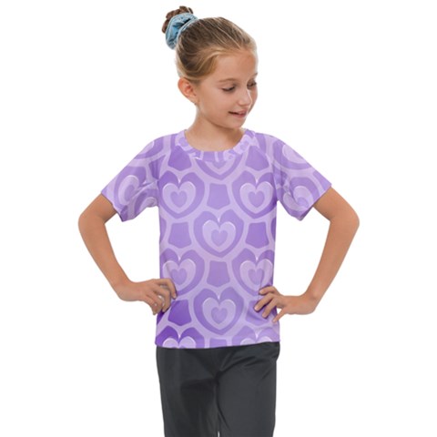 Purple Hearts Pattern Kids  Mesh Piece Tee by SpinnyChairDesigns