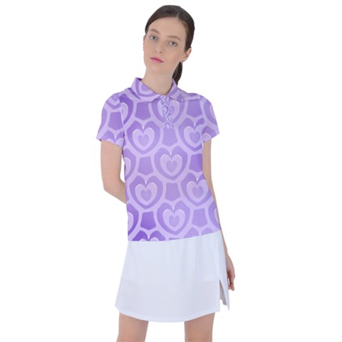 Purple Hearts Pattern Women s Polo Tee by SpinnyChairDesigns