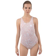 Barely There White Paisley Pattern Cut-out Back One Piece Swimsuit by SpinnyChairDesigns