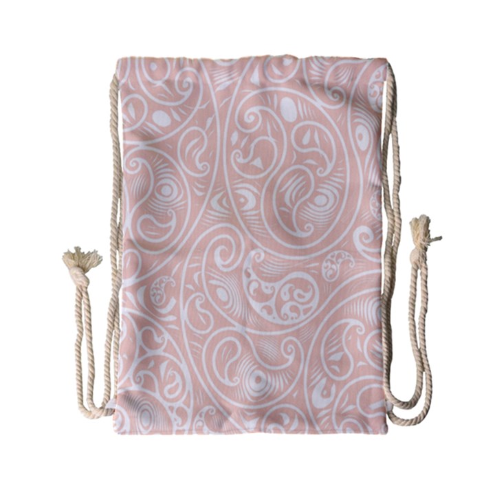 Barely There White Paisley Pattern Drawstring Bag (Small)