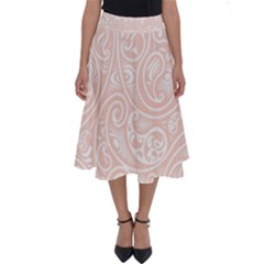 Barely There White Paisley Pattern Perfect Length Midi Skirt by SpinnyChairDesigns