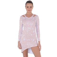 Barely There White Paisley Pattern Asymmetric Cut-out Shift Dress by SpinnyChairDesigns