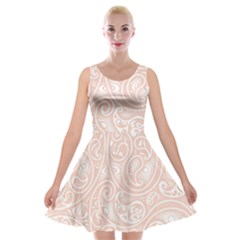 Barely There White Paisley Pattern Velvet Skater Dress by SpinnyChairDesigns