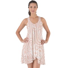 Barely There White Paisley Pattern Show Some Back Chiffon Dress by SpinnyChairDesigns