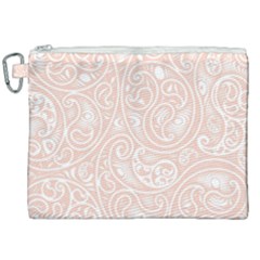 Barely There White Paisley Pattern Canvas Cosmetic Bag (xxl) by SpinnyChairDesigns