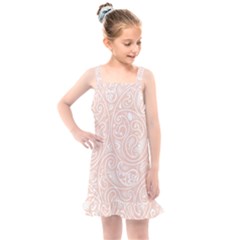 Barely There White Paisley Pattern Kids  Overall Dress by SpinnyChairDesigns