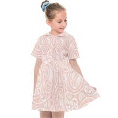 Barely There White Paisley Pattern Kids  Sailor Dress by SpinnyChairDesigns