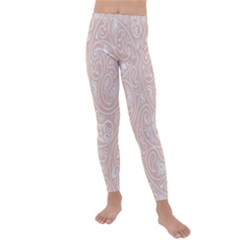 Barely There White Paisley Pattern Kids  Lightweight Velour Leggings by SpinnyChairDesigns