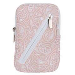 Barely There White Paisley Pattern Belt Pouch Bag (large) by SpinnyChairDesigns