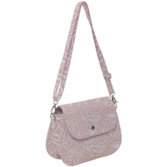 Barely There White Paisley Pattern Saddle Handbag by SpinnyChairDesigns