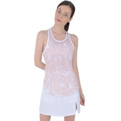 Barely There White Paisley Pattern Racer Back Mesh Tank Top by SpinnyChairDesigns