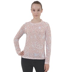 Barely There White Paisley Pattern Women s Pique Long Sleeve Tee