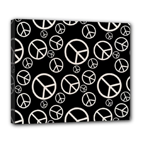 Black And White Peace Symbols Deluxe Canvas 24  X 20  (stretched) by SpinnyChairDesigns