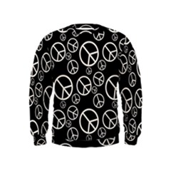 Black And White Peace Symbols Kids  Sweatshirt by SpinnyChairDesigns