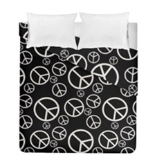 Black And White Peace Symbols Duvet Cover Double Side (full/ Double Size) by SpinnyChairDesigns