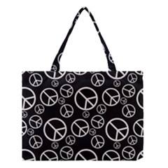 Black And White Peace Symbols Medium Tote Bag by SpinnyChairDesigns