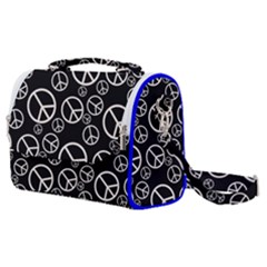 Black And White Peace Symbols Satchel Shoulder Bag by SpinnyChairDesigns