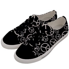 Black And White Peace Symbols Men s Low Top Canvas Sneakers by SpinnyChairDesigns