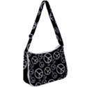 Black and White Peace Symbols Zip Up Shoulder Bag View1