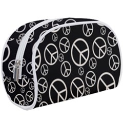 Black And White Peace Symbols Makeup Case (large) by SpinnyChairDesigns